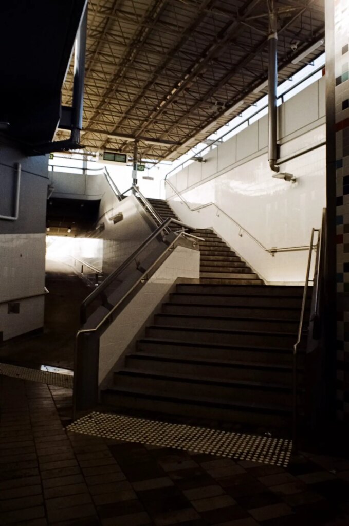 Staircase with light coming through from the tunnel