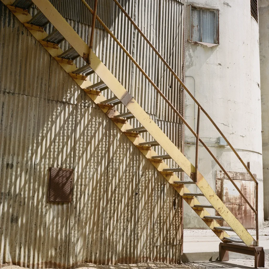 Yellow stairs taken with Rolleiflex 2.8C