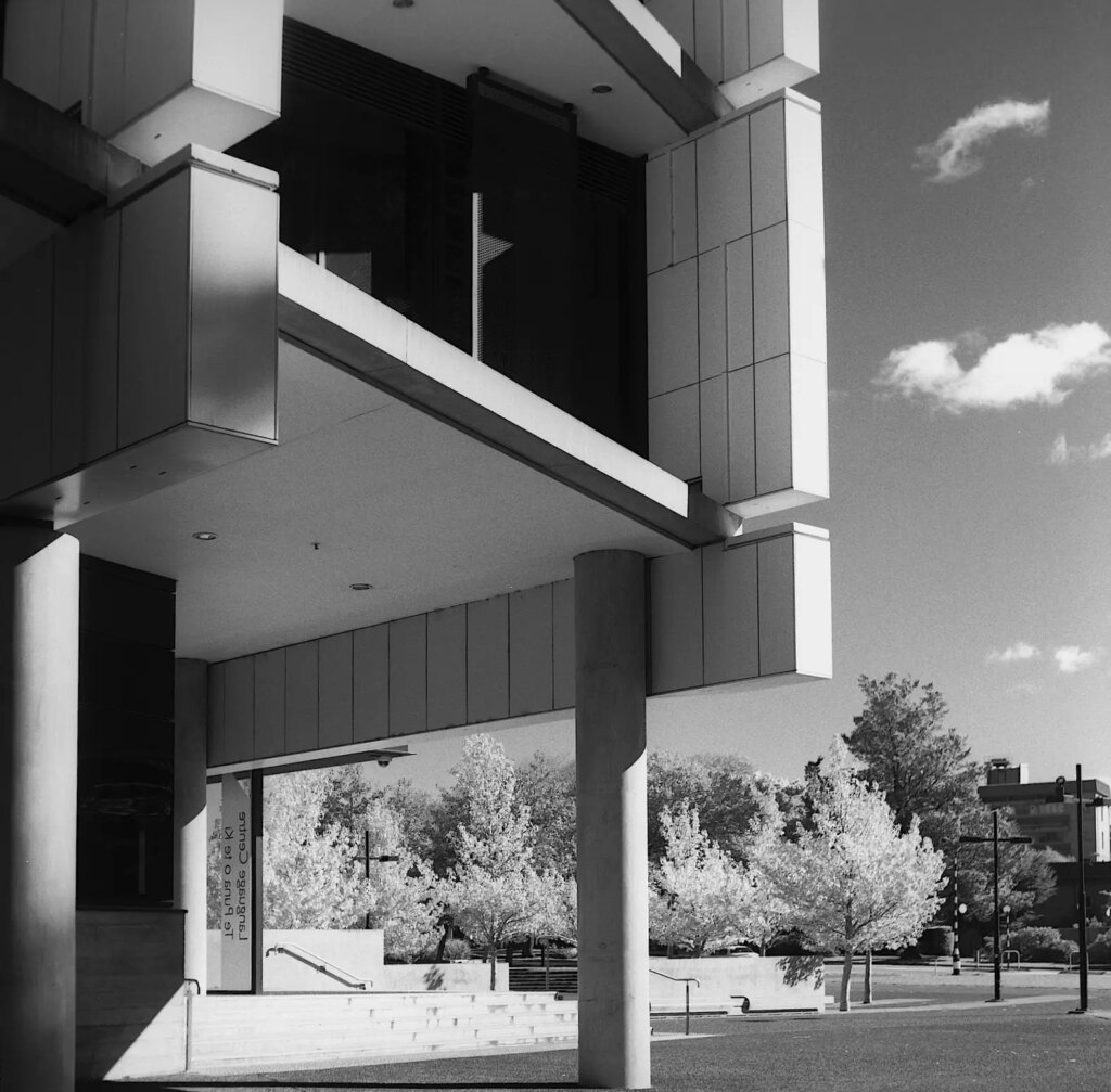 Detail, Forsyth Barr Stadium, Dunedin, New Zealand - Superpan 200/ R60 red filter.