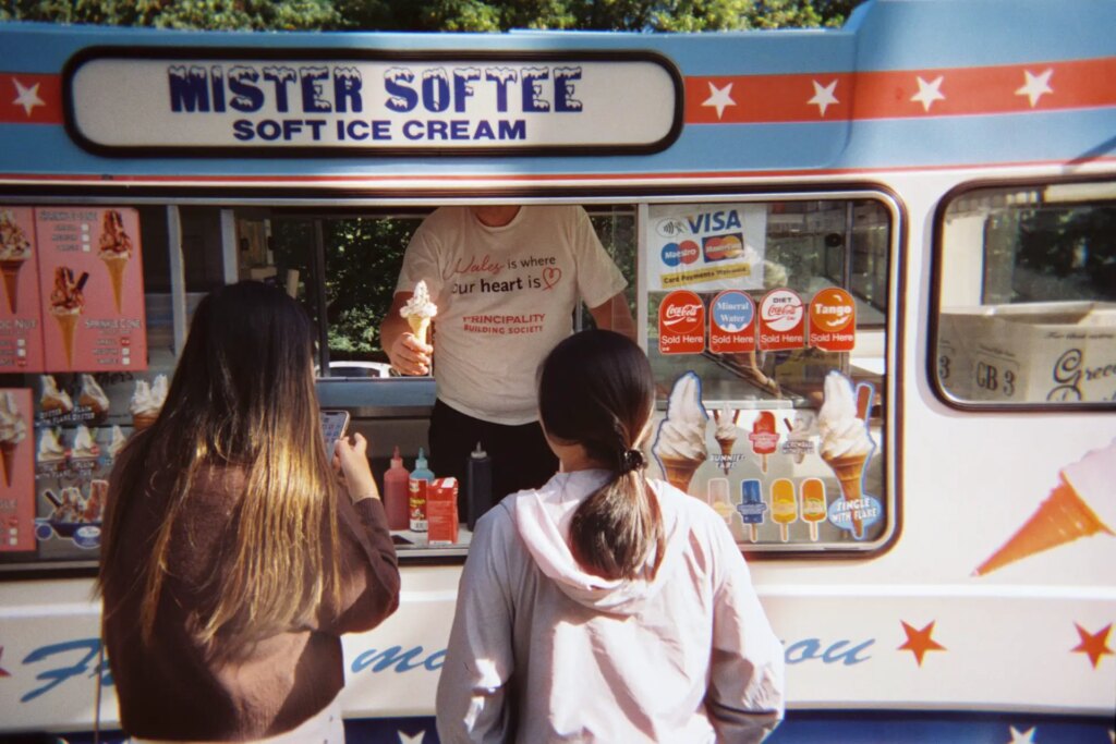 ice cream truck in sunshine