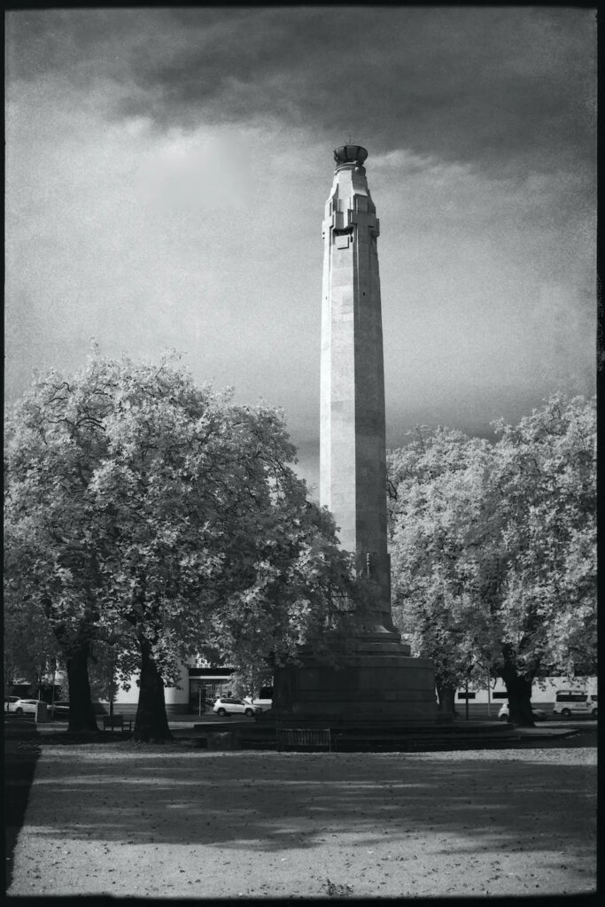 Cenotaph, Queen's Gardens, Dunedin, New Zealand - Superpan 200 - IR 720 filter.