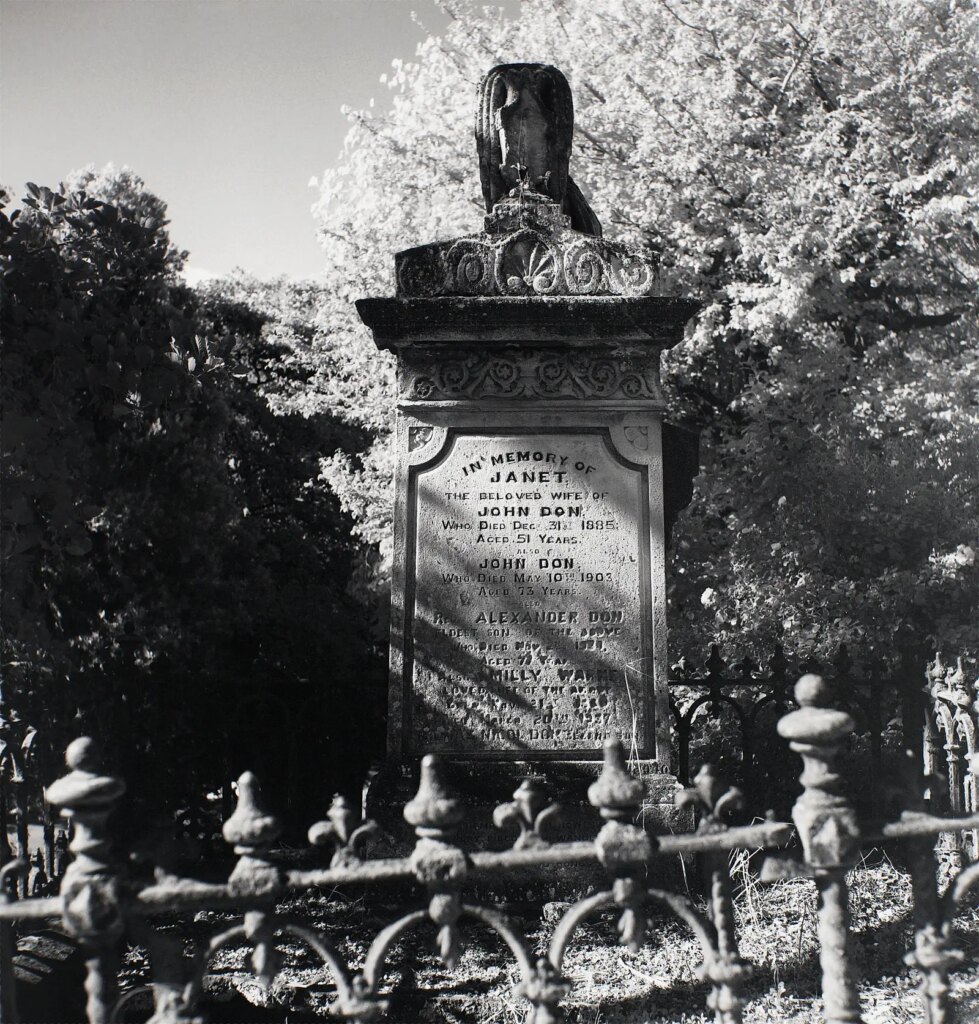 Tombstone, Southern Cemetery, Dunedin, New Zealand - Superpan 200 - IR 720 filter.
