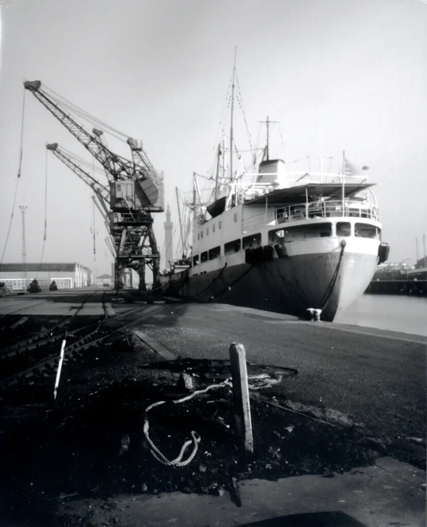 Pinhole image of Grimsby Commercial dock.