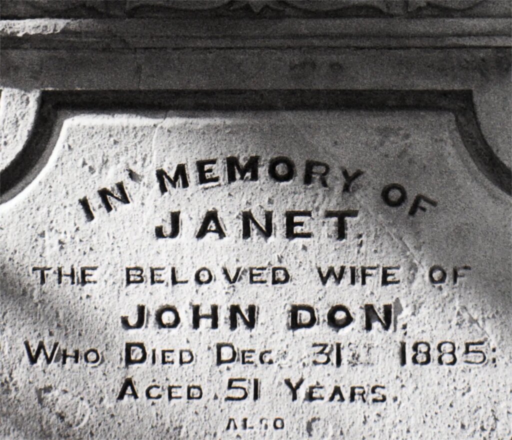 Tombstone detail, Southern Cemetery, Dunedin, New Zealand - Superpan 200 - IR 720 filter.