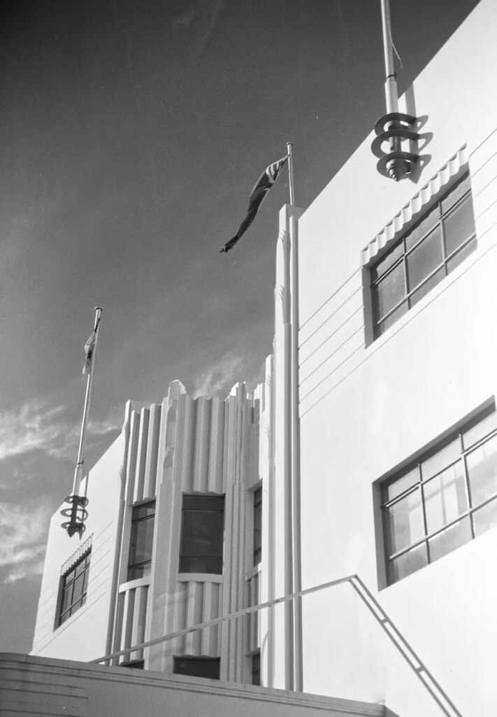 Art Deco detail above entrance to New Zealand Railways Road Services bus terminal and garage now converted to museum space