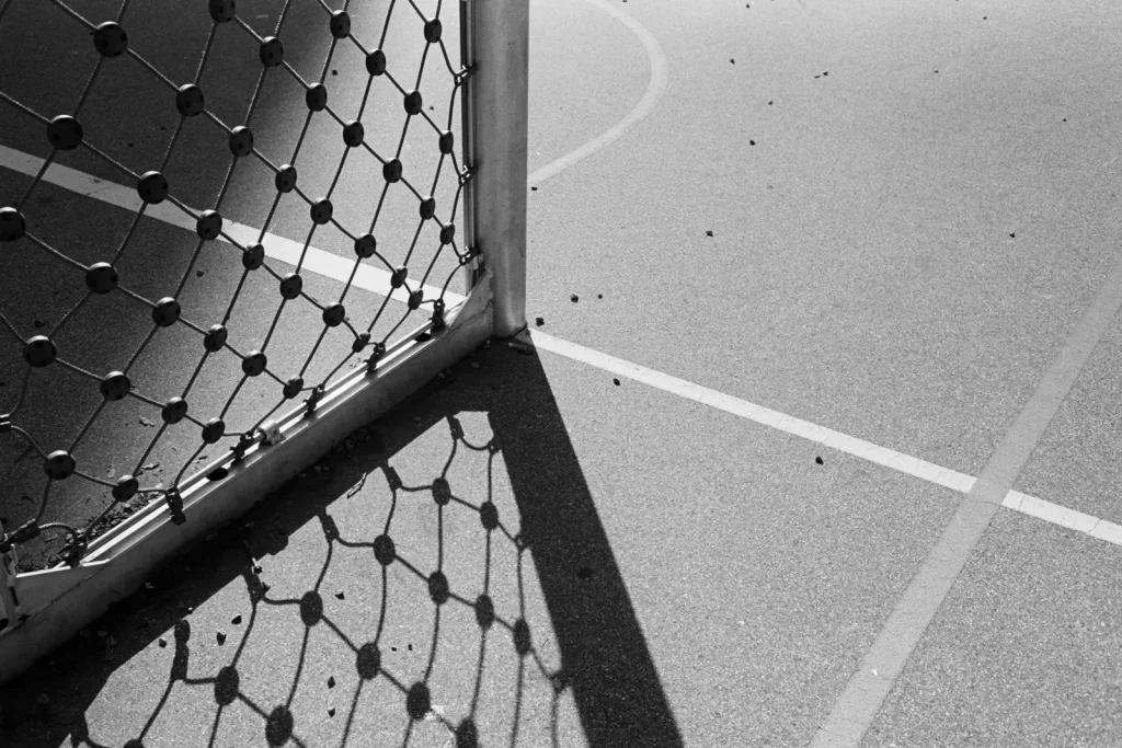 Soccer goal on a playground