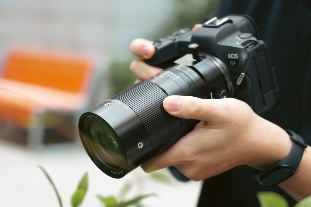 ttartisan 100mm f2.8 macro lens product shot outdoors