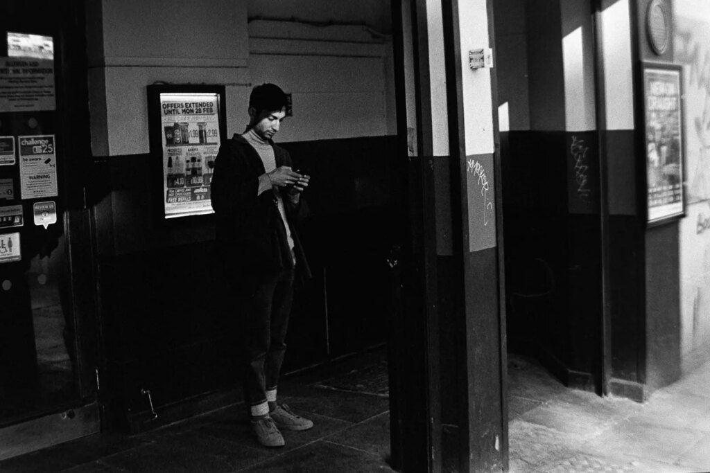 A candid shot of a man in London's SOHO 