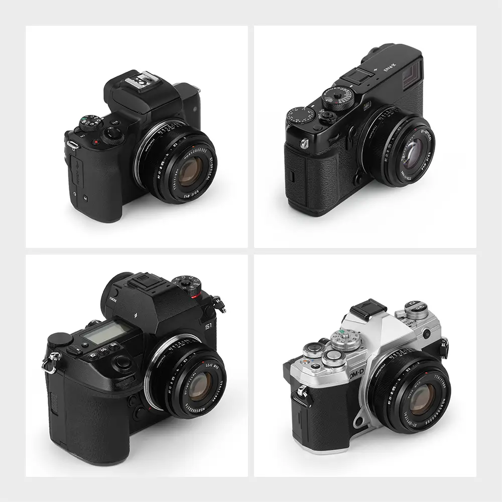 4 images in a block of the ttartisan 50mm f2 lens on mirrorless cameras