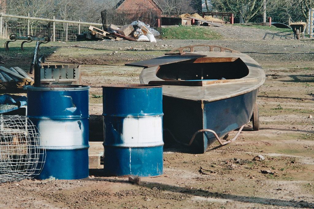 boat and barrels