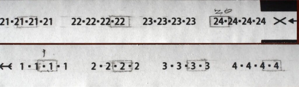 spacing marked showing 20 frames available with no perforations.