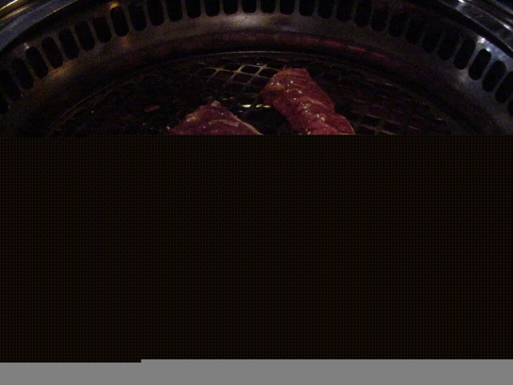 Glitched photo file of meat on a grill