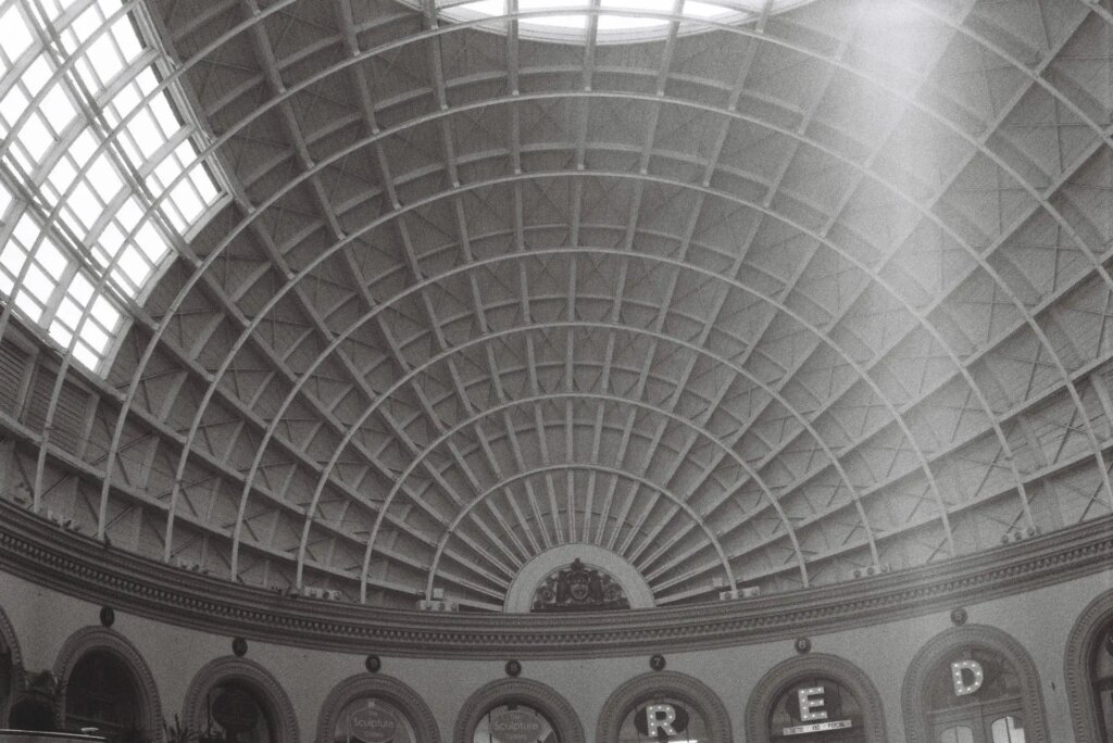 Sunlit interior of domed roof