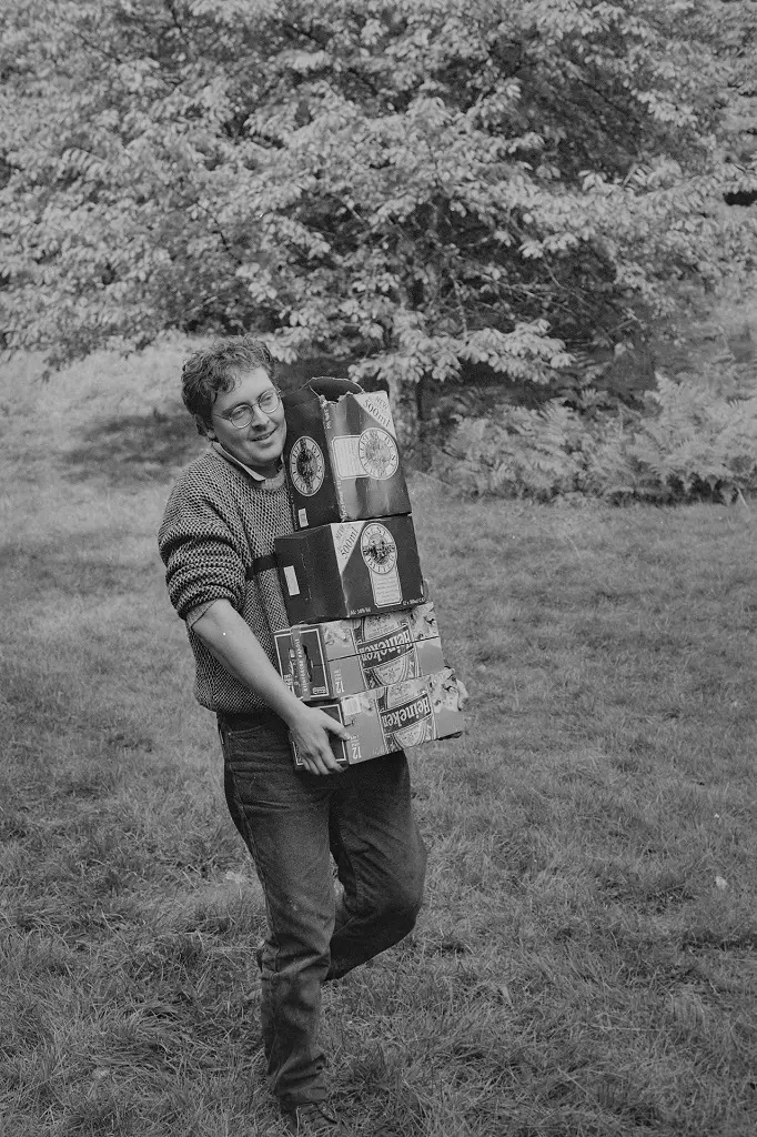 Man with boxes of beer