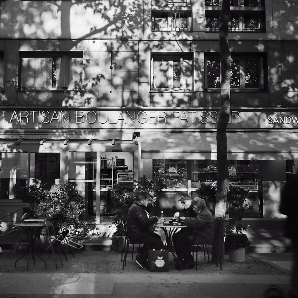 Paris streets and buildings on black and white medium format film