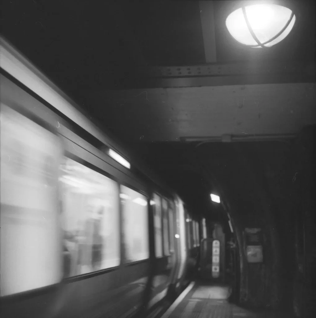 train in tube station