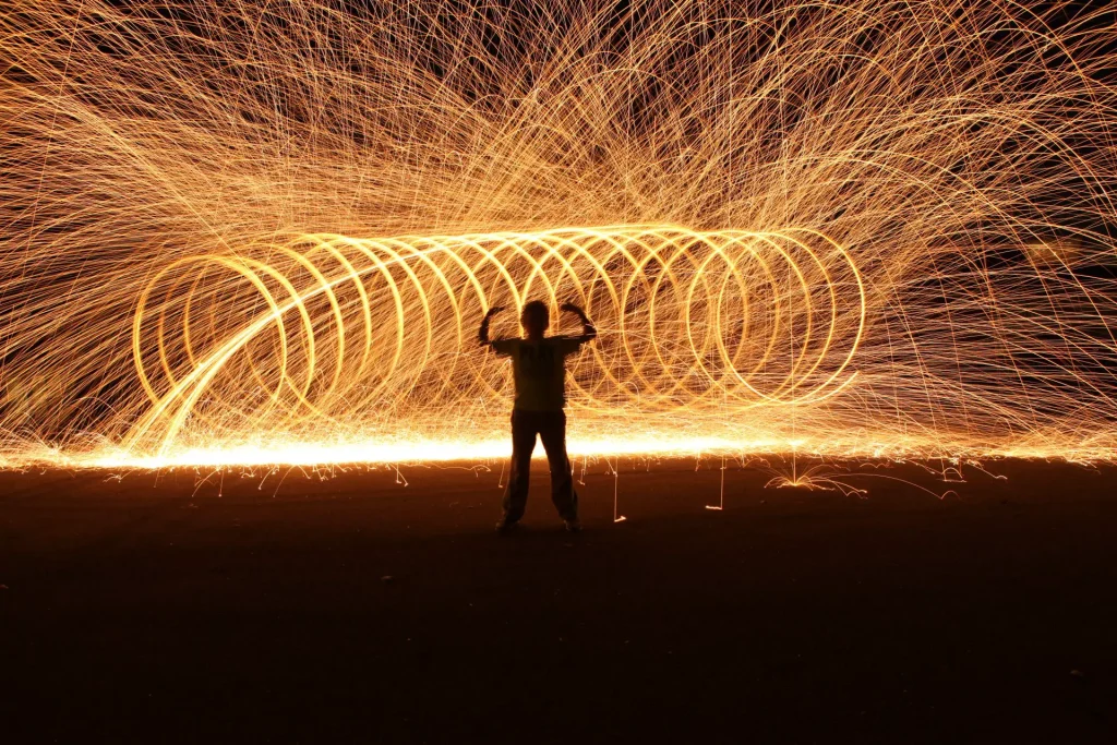 Steel wool on fire