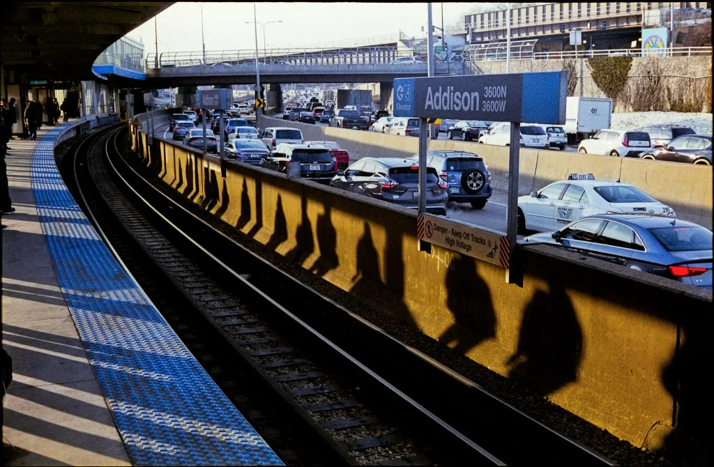 Addison Station CTA station photographed with Petri 1.9 Color Corrected Super