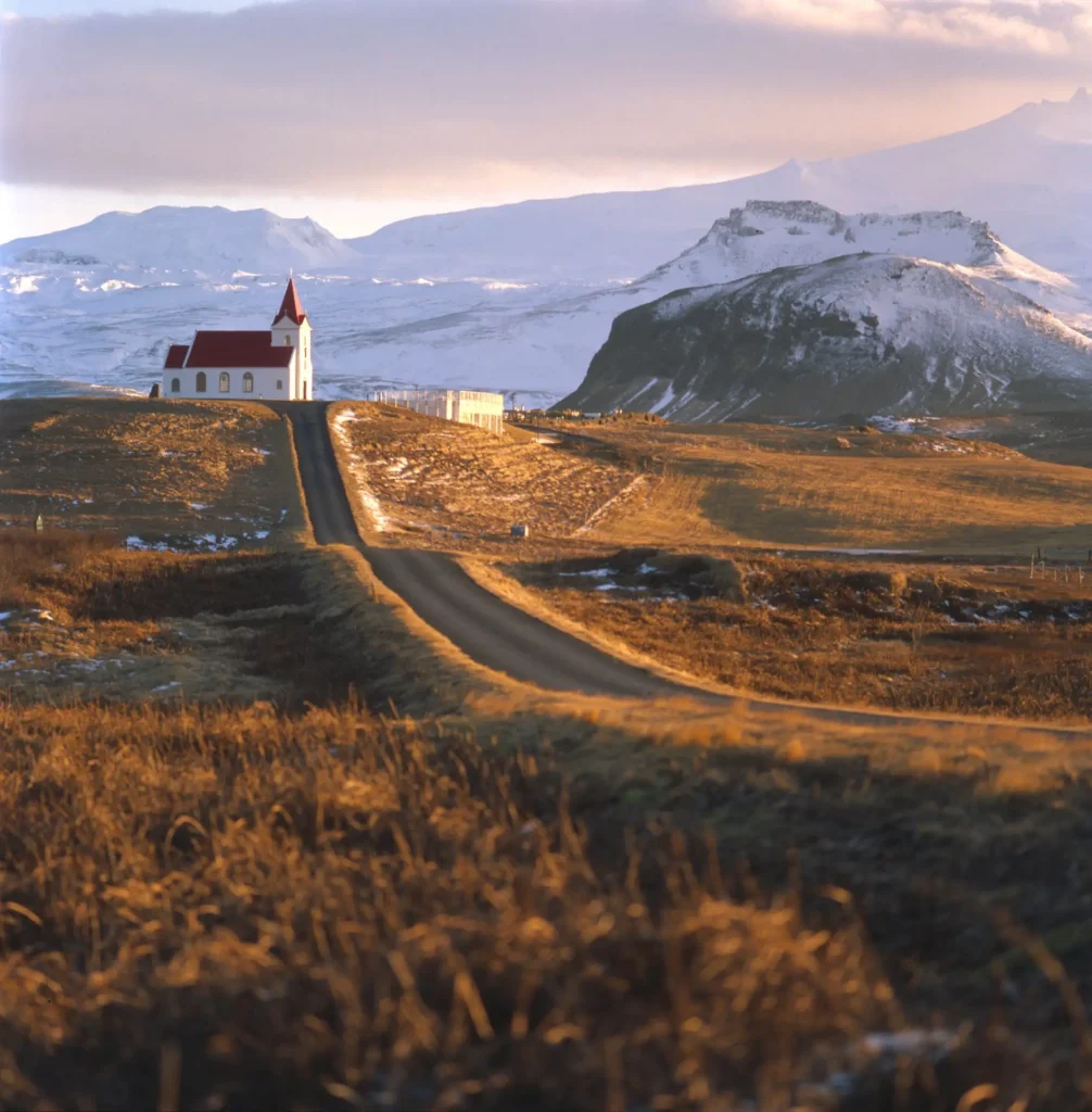 Golden winter light in iceland