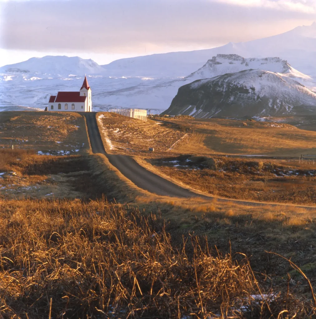 Golden winter light in iceland