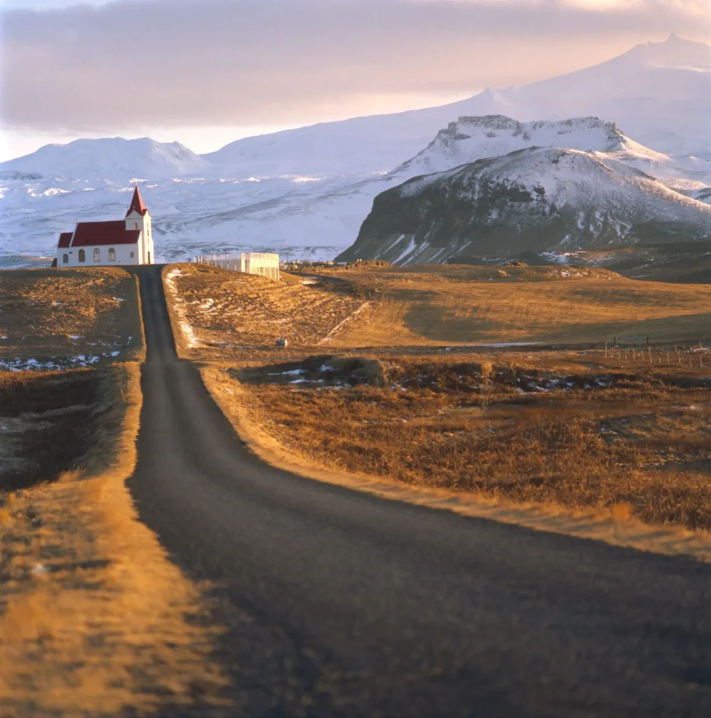 Golden winter light in iceland