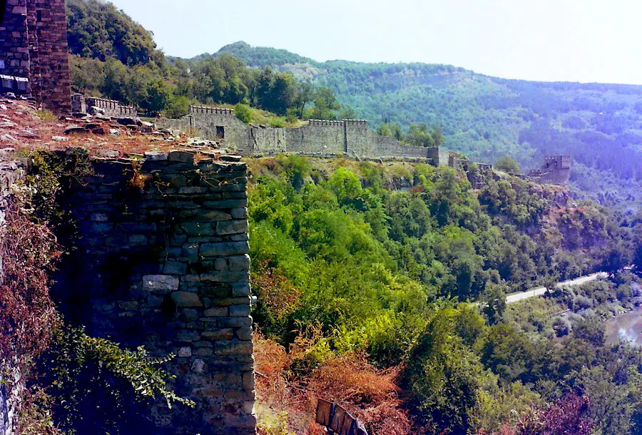 The eastern Tsarevets fortress walls; the tower on far right is the one where the Latin Emperor of Constantinople, Baldwin I, ended his days as a prisoner to a Bulgarian tsar.