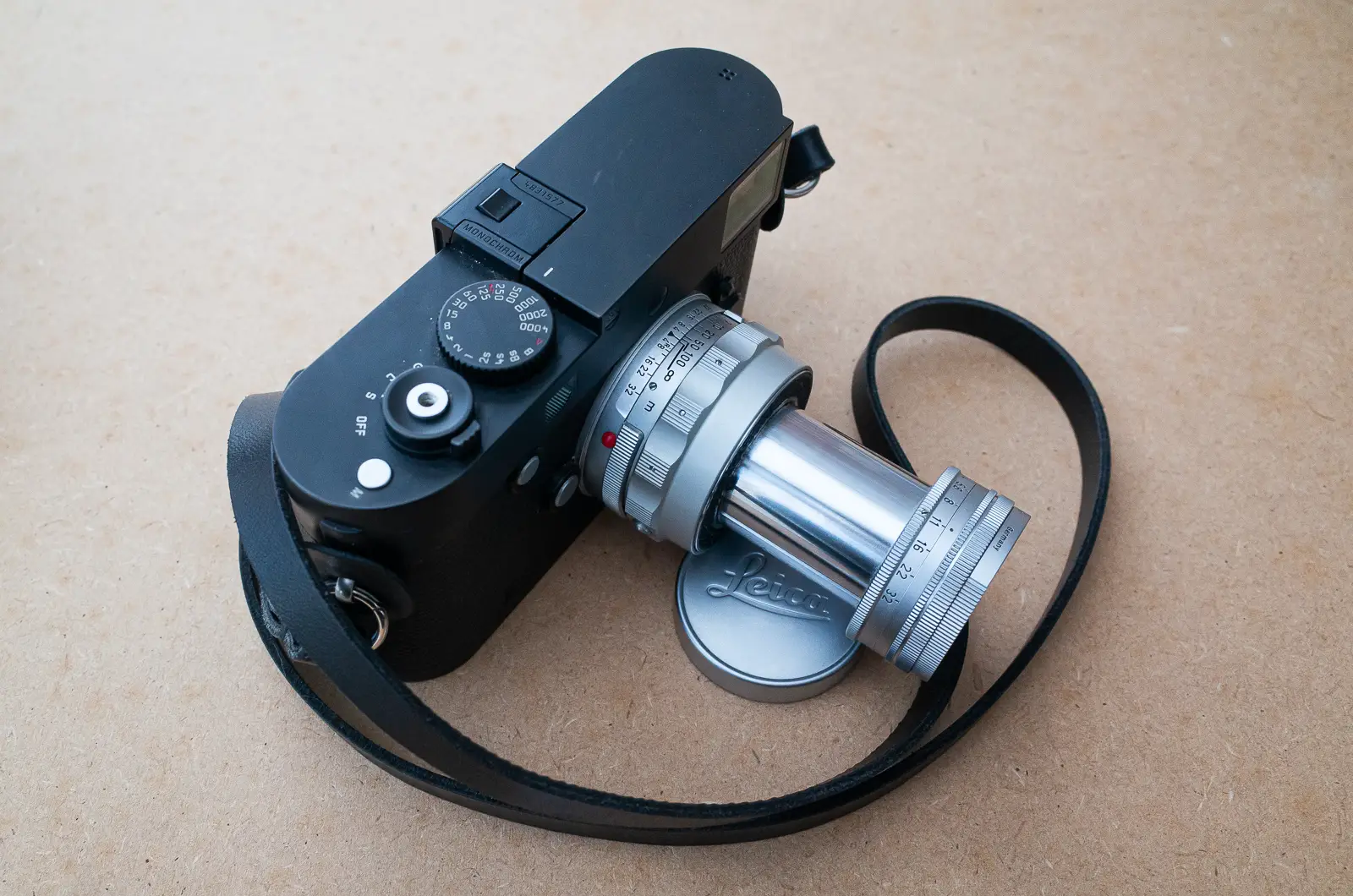 Elmar 9cm f/4 extended, mounted on a Leica M Monochrom typ 246