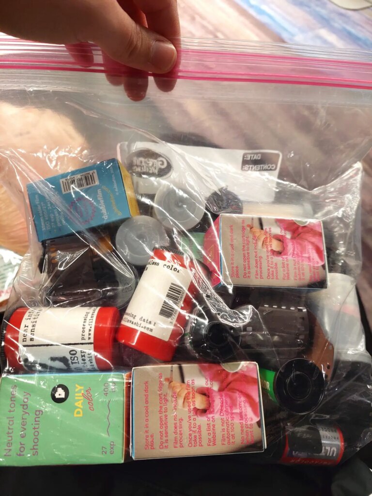 Bag of film hand checked by TSA in Boston, Logan Airport