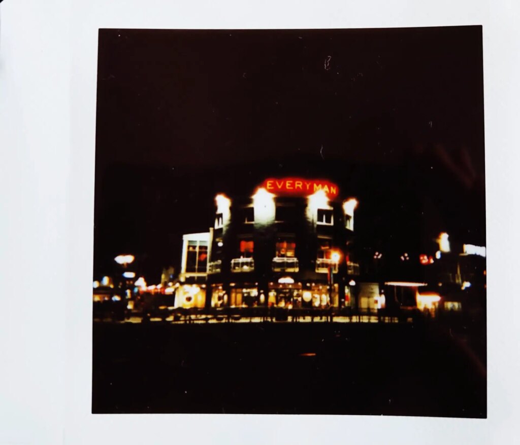 night time at cardiff bay taken on instax square film