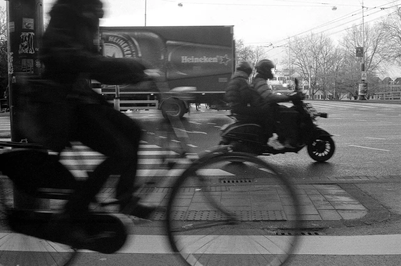 People riding bikes in Utrecht, Netherlands.