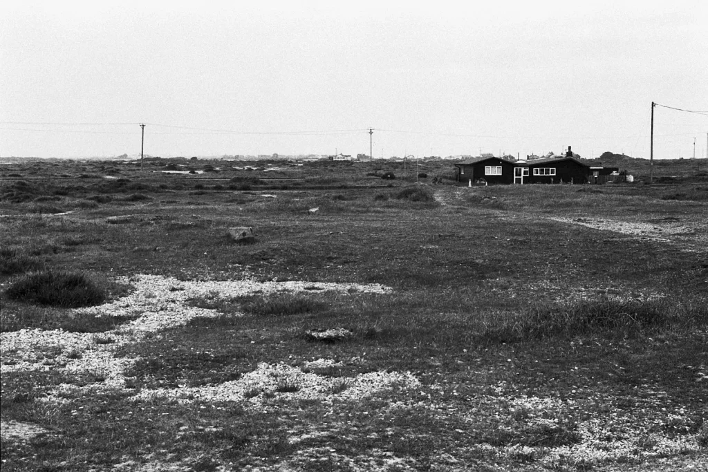 A cabin on the beach, Dungeness, Kent.
