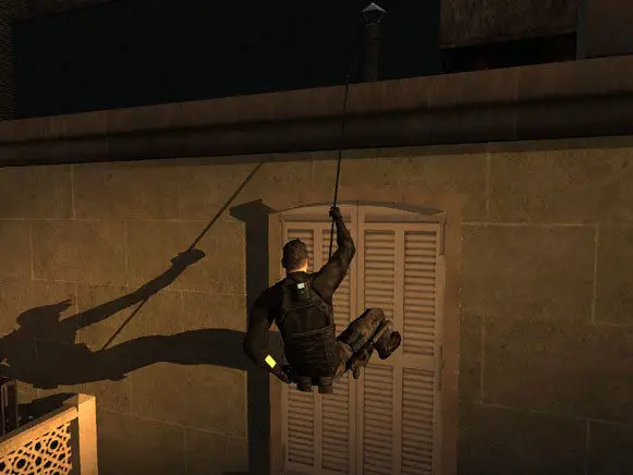 An image from Splinter Cell, with with extremely hard shadows.