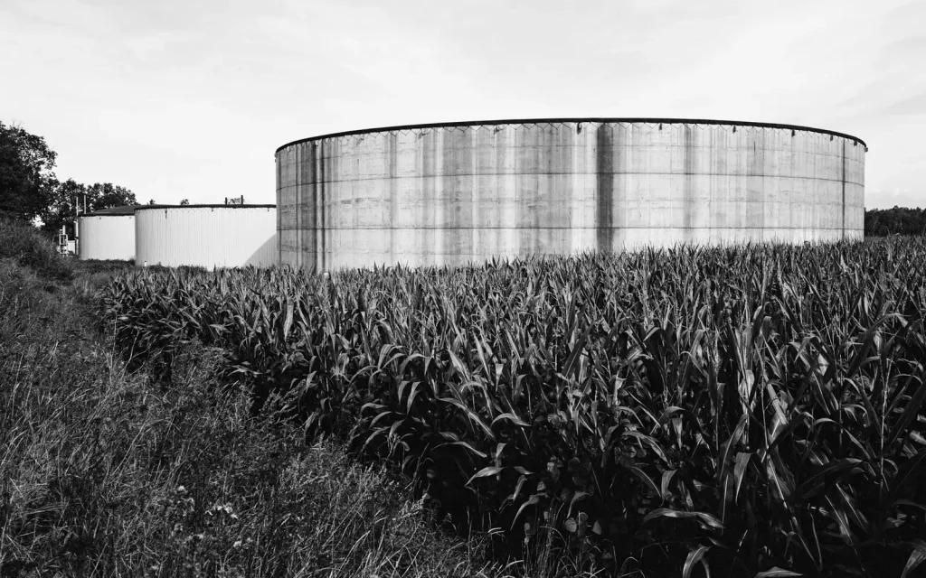 dung silos in an agricultural landscape