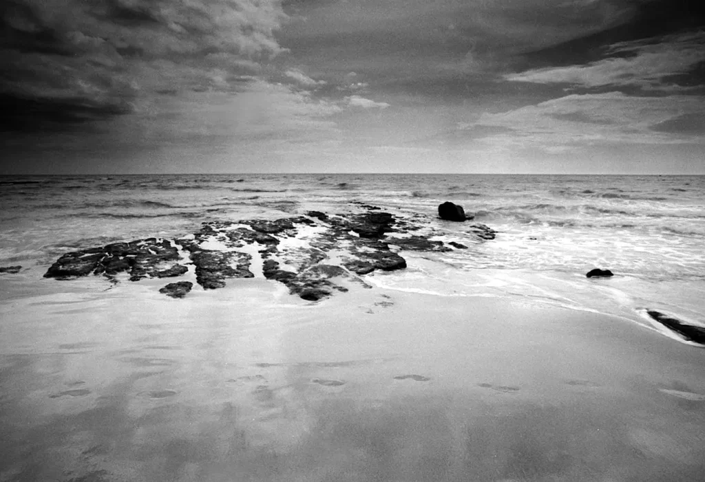 black and white beach in portugal