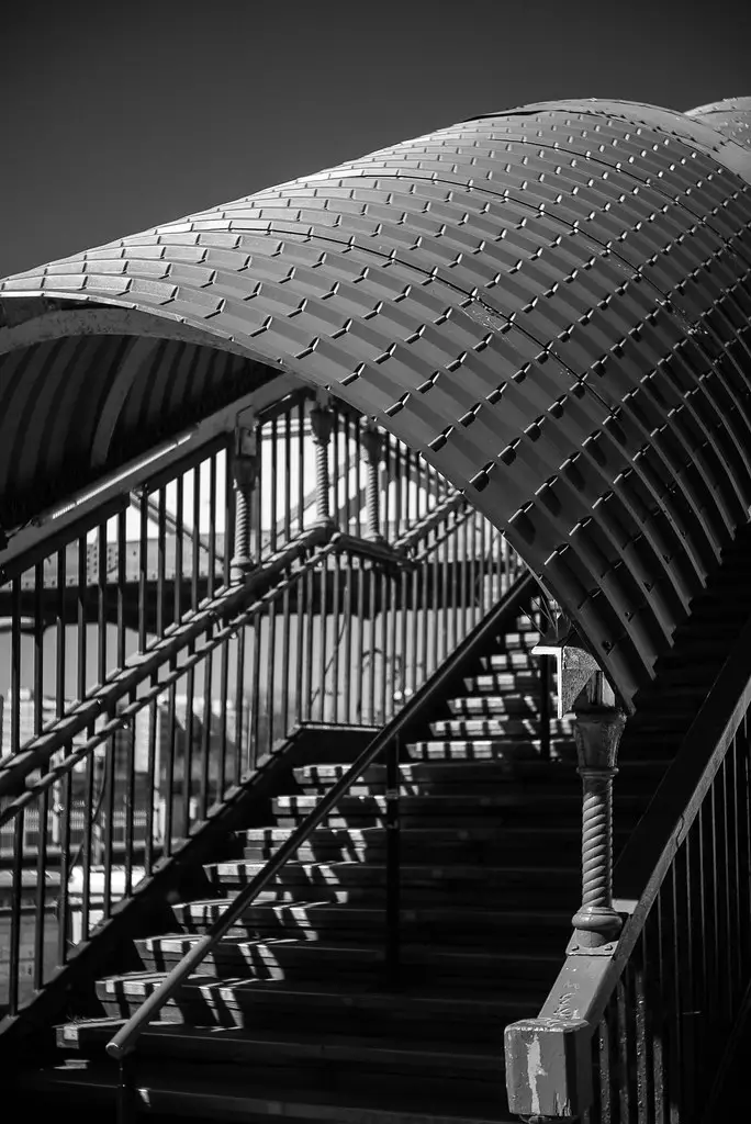 Stairs up to Hove station platform