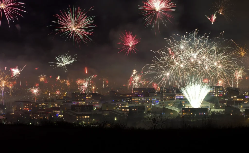 fireworks over reykjavik