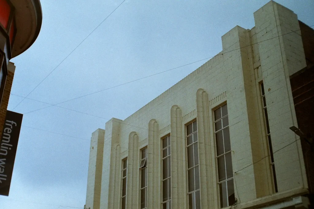 colour photo looking up towards a building