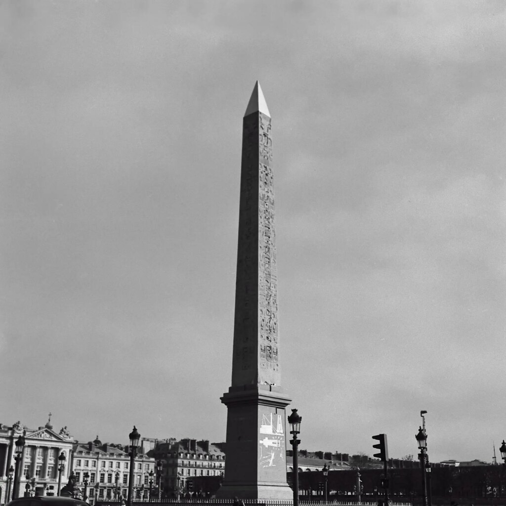 Paris streets and buildings on black and white medium format film