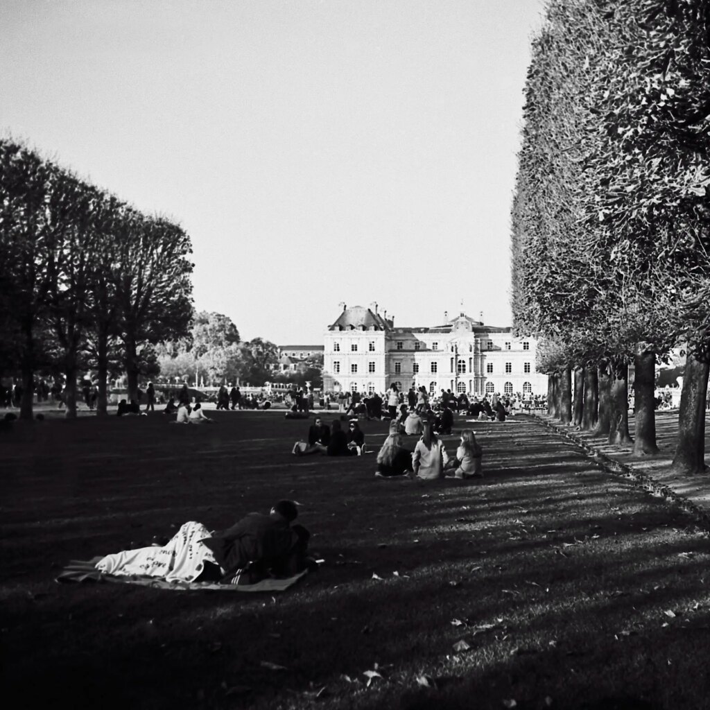 Jardin du Luxembourg on black and white film
