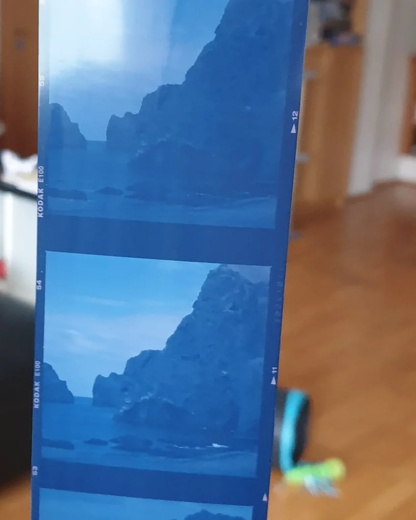 blue side of a slide film