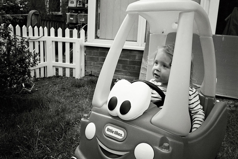 Connie in her car