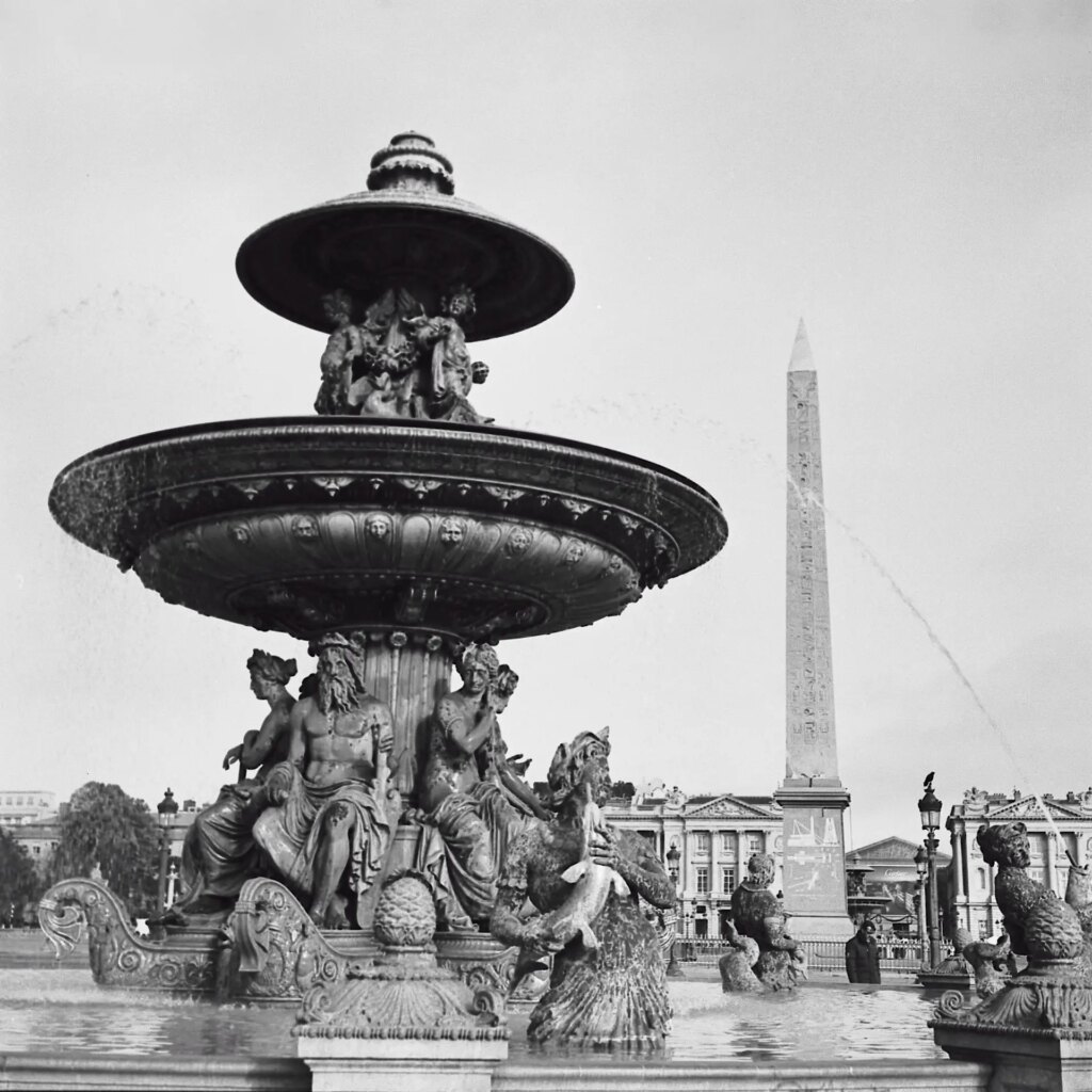 Paris streets and buildings on black and white medium format film