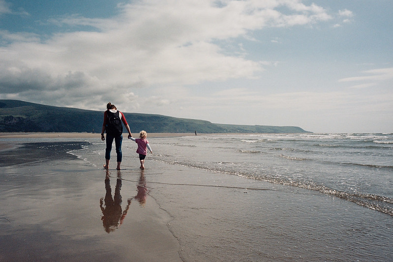 Connie and Hannah on Barmouth beach