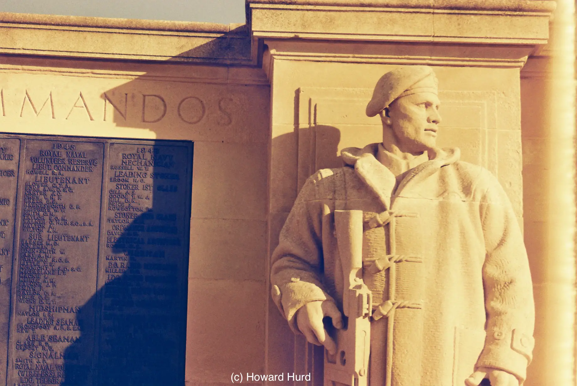 Seafarers' war memorial, Southsea, UK - taken with Fed4 and Agfa VistaPlus redscale at ISO50