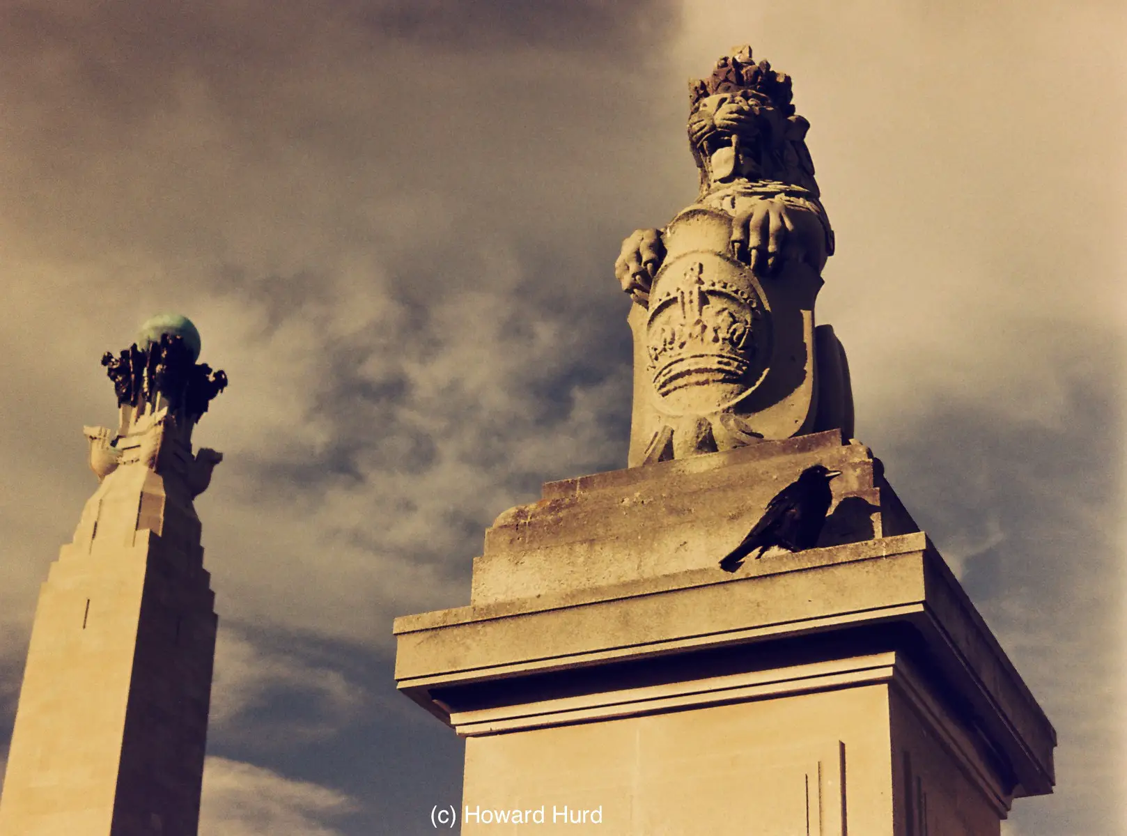 Seafarers' war memorial, Southsea, UK - taken with Fed4 and Agfa VistaPlus redscale at ISO50