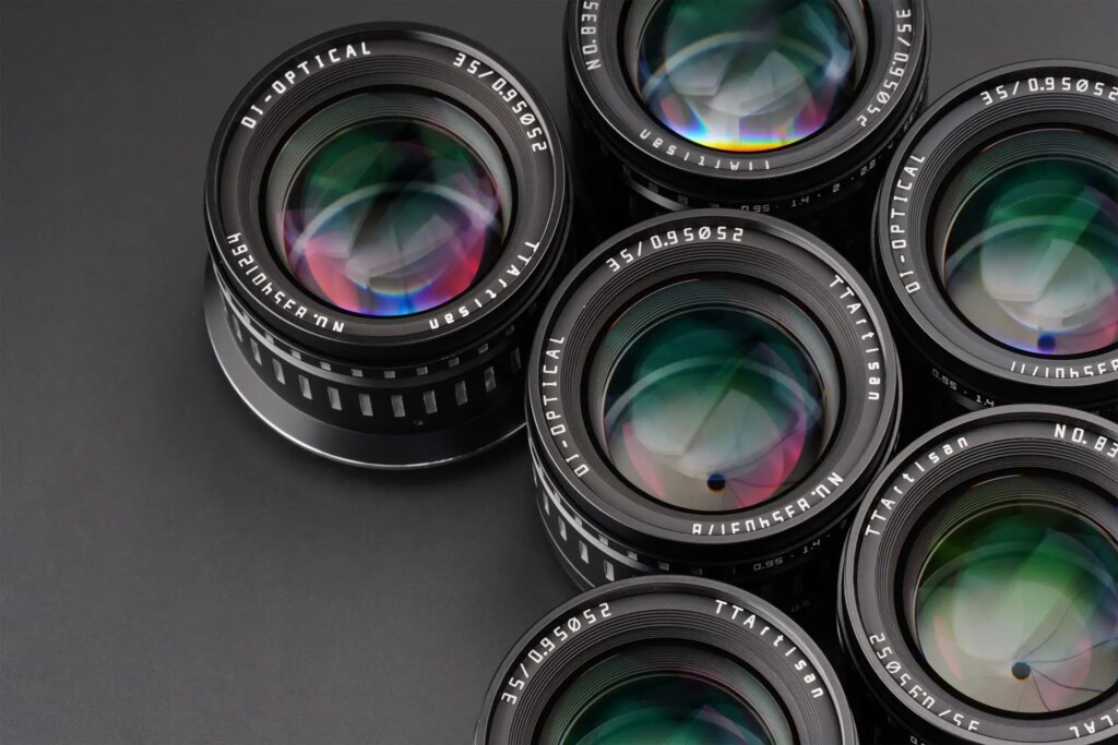 ttartisan 35mm f0.95 lenes on black background