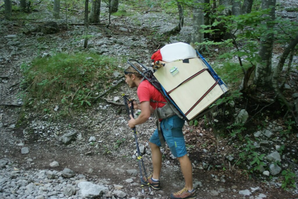 ONDU Founder, Elvis carrying equipment while hiking