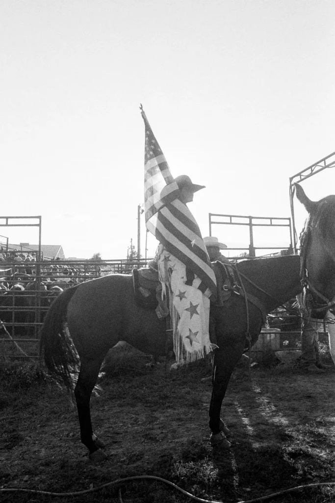 Sun behind a flag girl