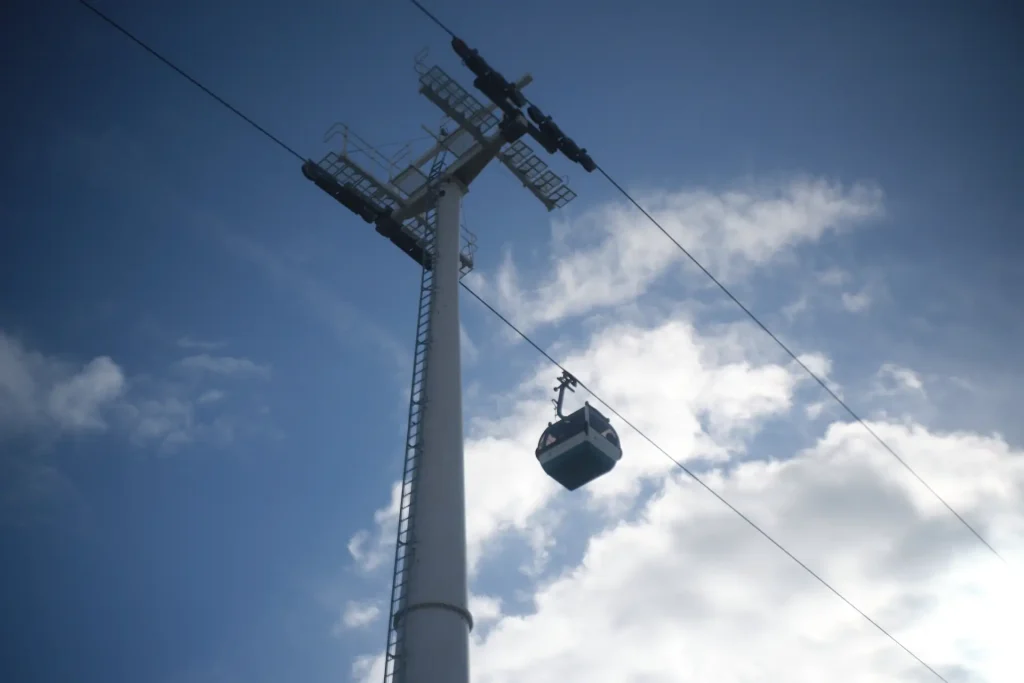 The Telecabine gondolas by the Tejo river, Lisbon.