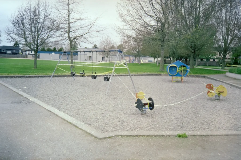 Taped off big playground